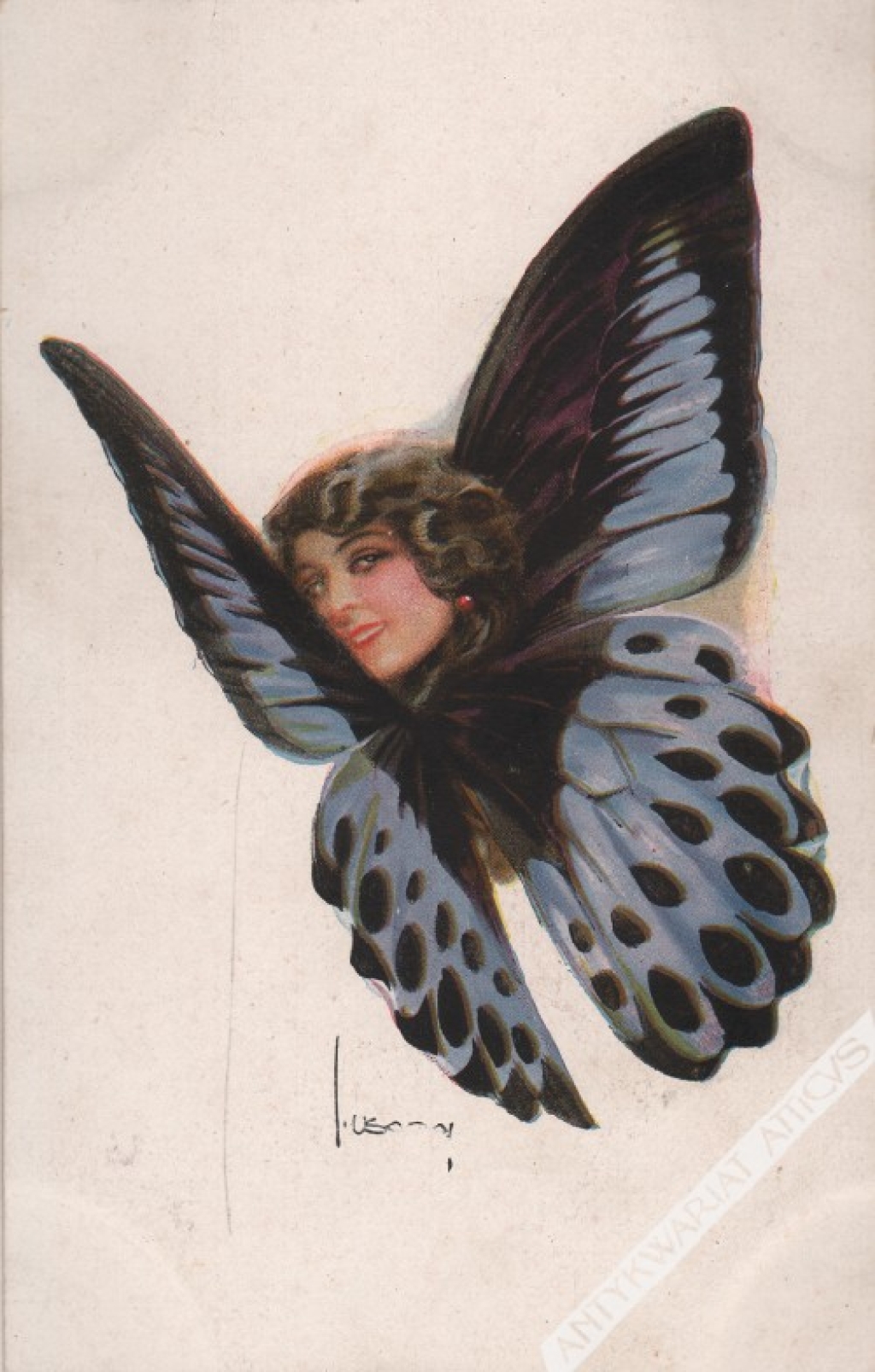 [pocztówka, lata 1930-te] [Kobieta-motyl]