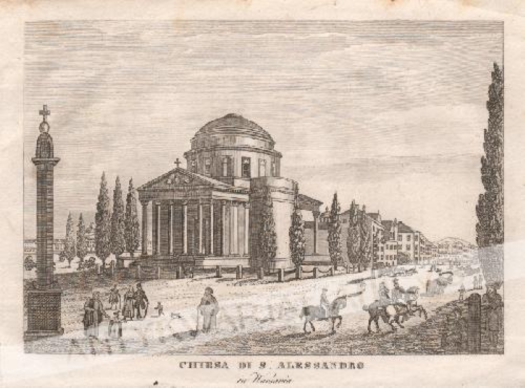 [rycina, Warszawa, 1831] Chiesa di S. Alessandro in Warsavia [plac Św. Aleksandra, obecnie Trzech Krzyży]