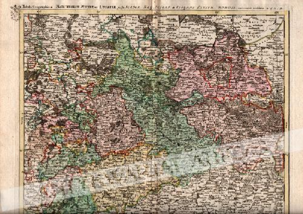 [mapa Marchii Miśnieńskiej i Łużyc,1760] Tabula Geographica Marchionat. Misniae et Lusatiae jussu Academ. Reg. Scient. et Elegant Litter. Boruss. correctior reddita a I.C.R.