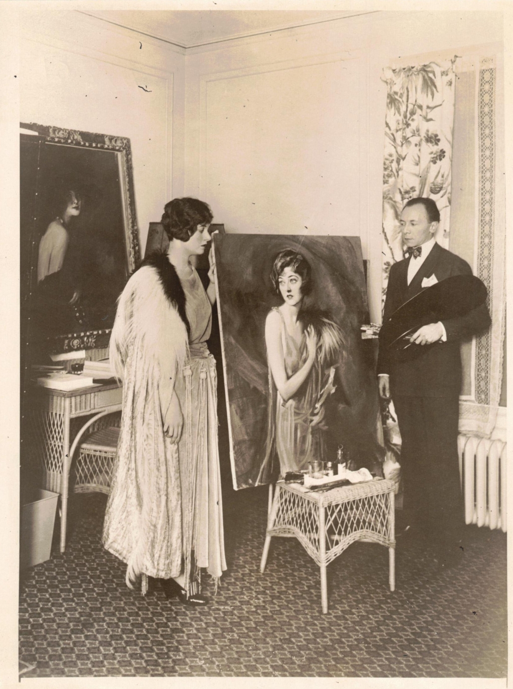 [fotografia, 1925] Tadeusz Styka, modelka, typowa amerykańska piękność i jej portret