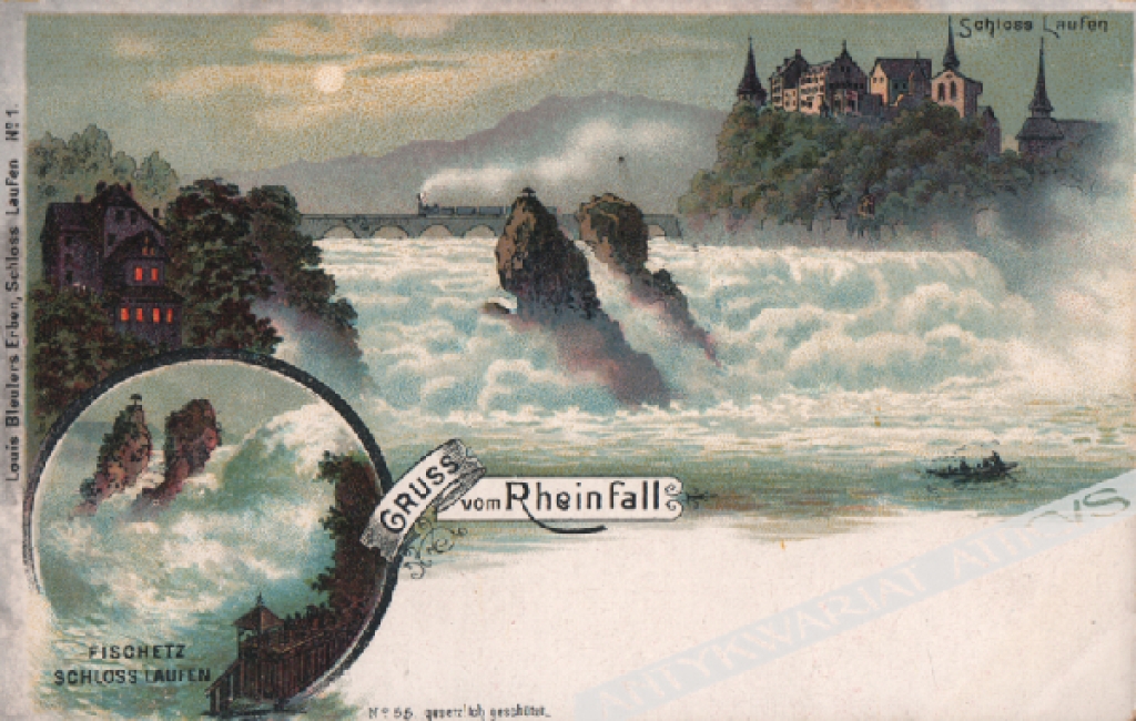 [pocztówka, 1898] Gruss vom Rheinfall. Schloss Laufen