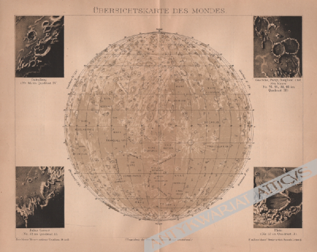 [rycina, 1895] Übersichtskarte des Mondes [mapa księżyca]