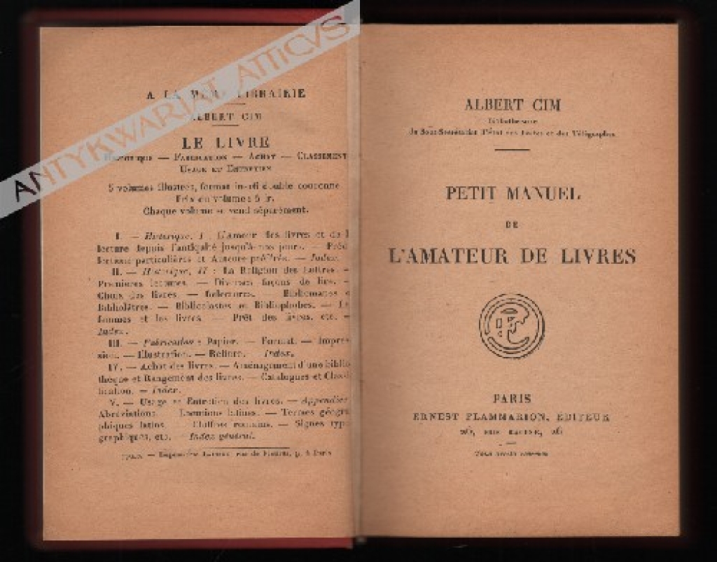 Petit manuel de l'amateur de livres [egz. z księgozbioru J. Łojka]
