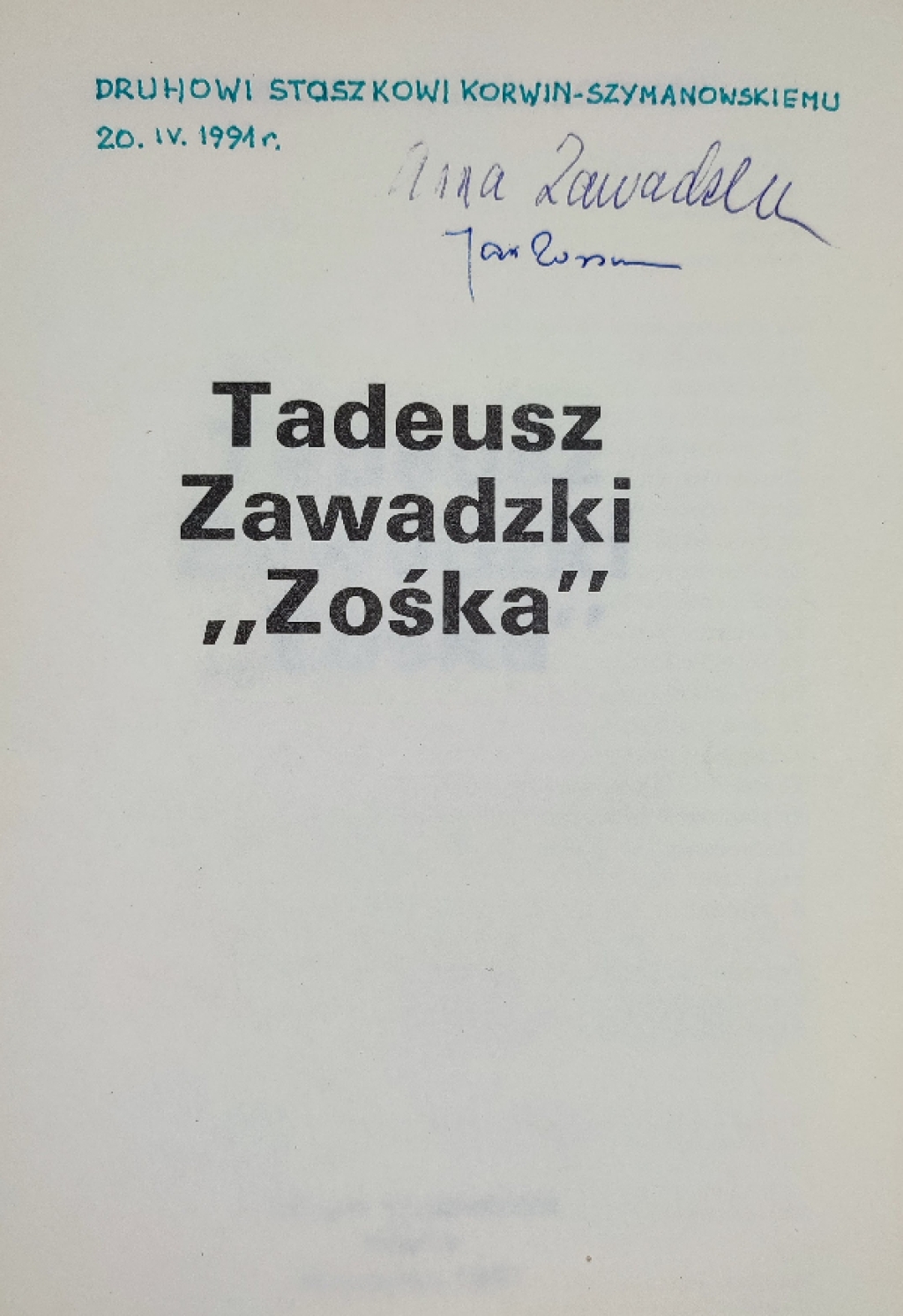 Tadeusz Zawadzki "Zośka" [autograf]