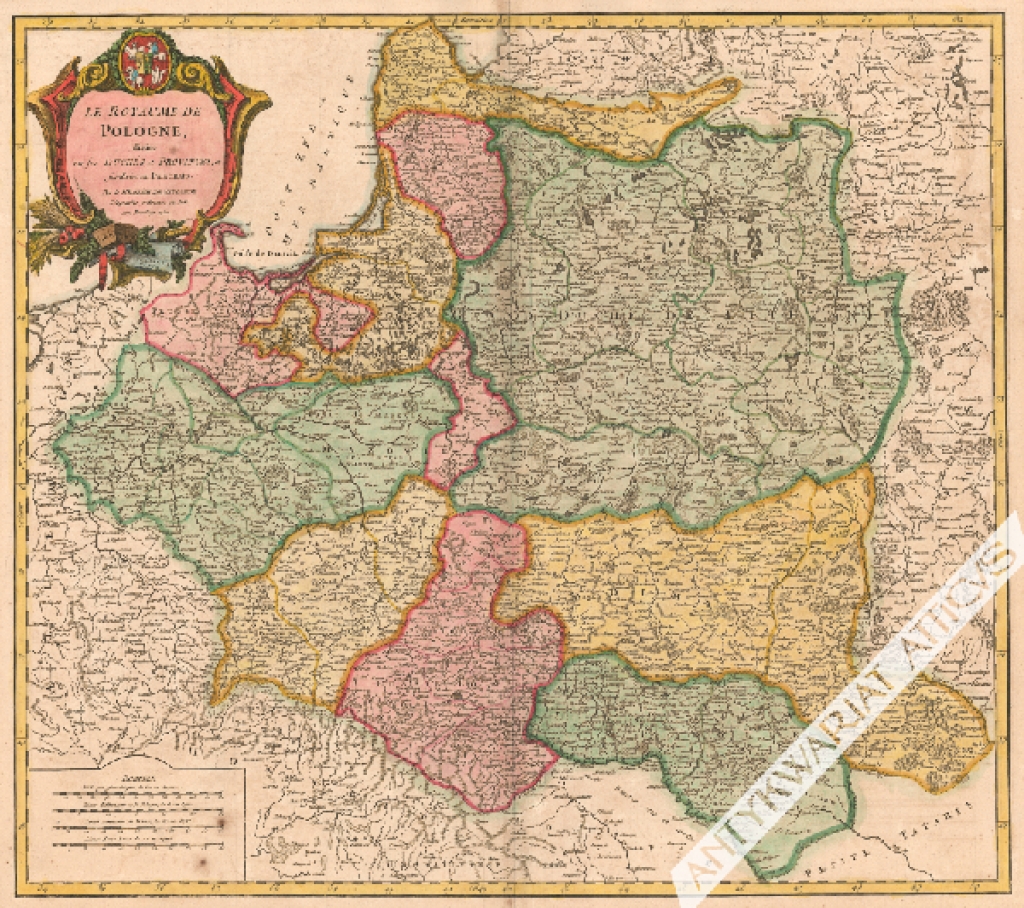 [mapa, Polska, 1752] Le Royaume de Pologne divise en les Duches et provinces, et subdivise en Palatinats