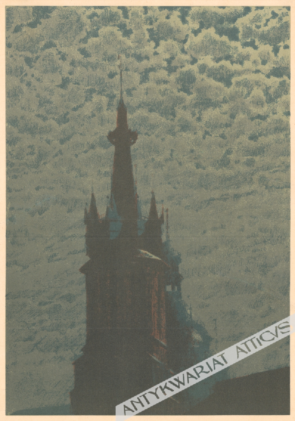 [grafika, ok. 1906] Wieże kościoła Mariackiego w Krakowie