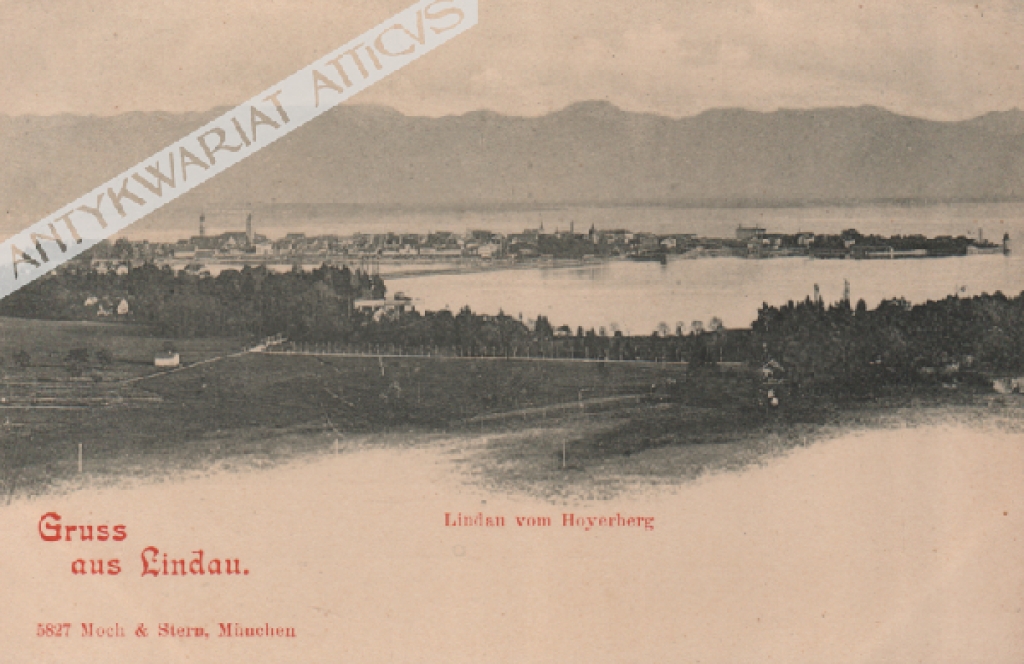 [pocztówka, ok. 1905] Gruss aus Lindau. Lindau vom Hoyerberg