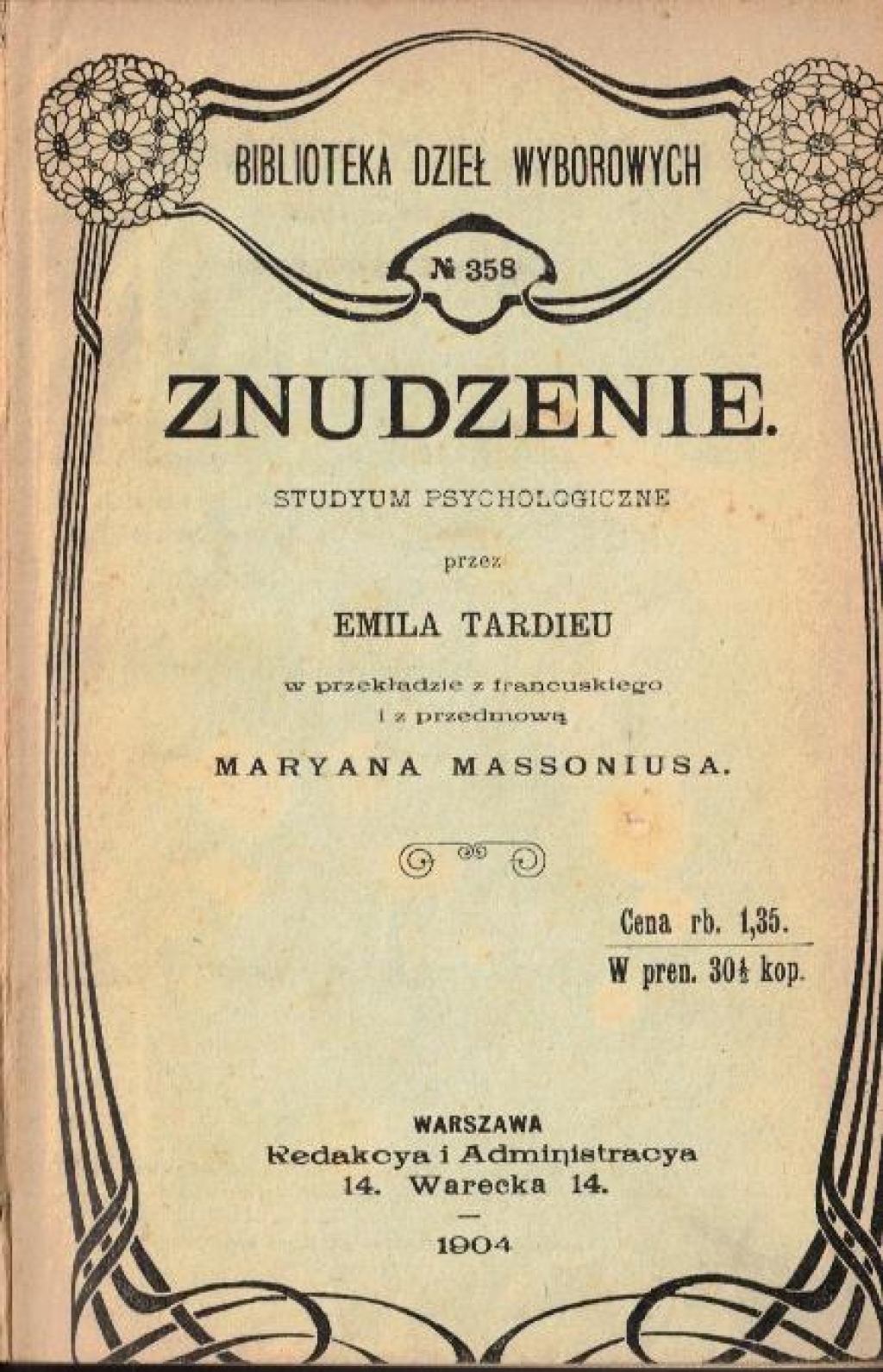 Znudzenie. Studyum psychologiczne