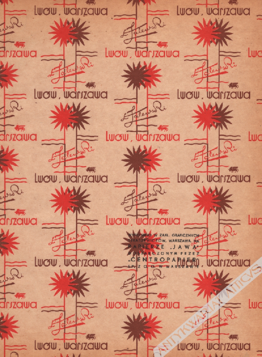 [druk reklamowy, 1935] Ł. Zalewski Lwów Warszawa [firmowy papier pakowy]