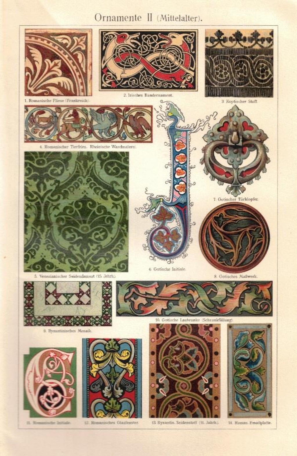 [rycina, 1908] Ornamente II (Mittelalter)  [ornamenty - Sredniowiecze]