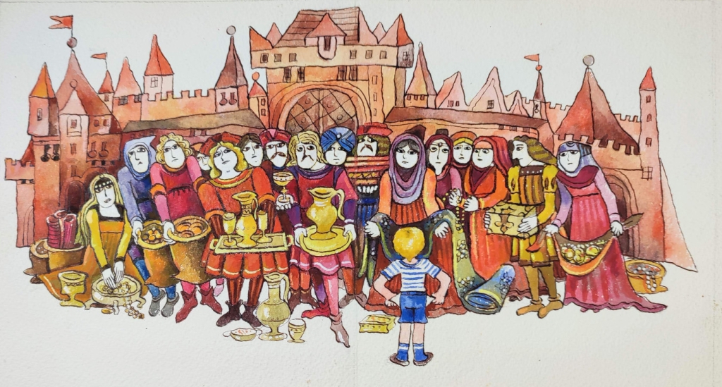 [rysunek, 1977] Zatopione miasto