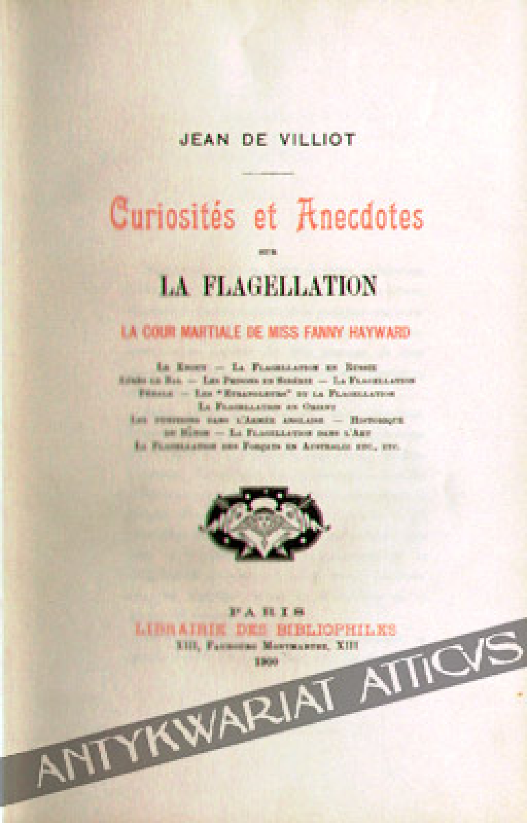 Curiosites et Anecdotes sur La Flagellation, la Cour Martiale de miss Fanny Hayward
