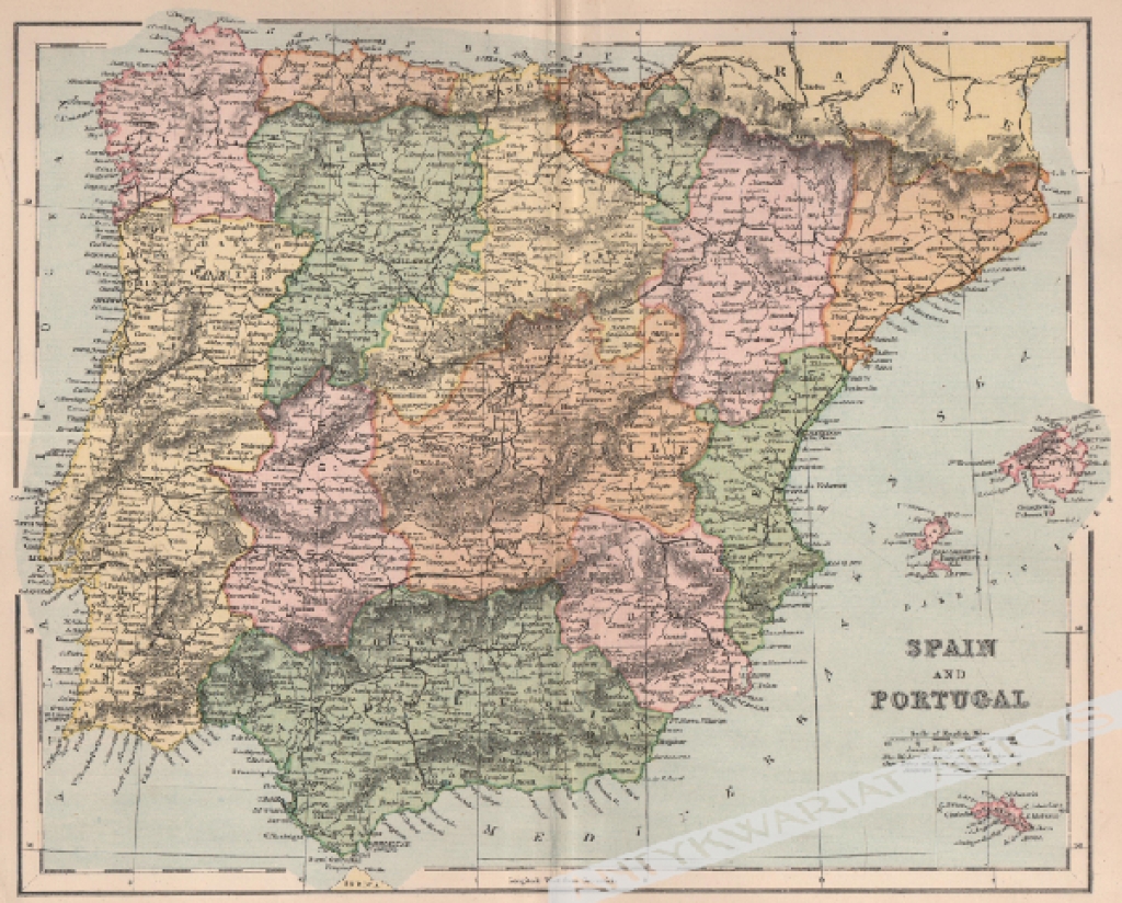 [mapa, Hiszpania i Portugalia, ok. 1870] Spain and Portugal