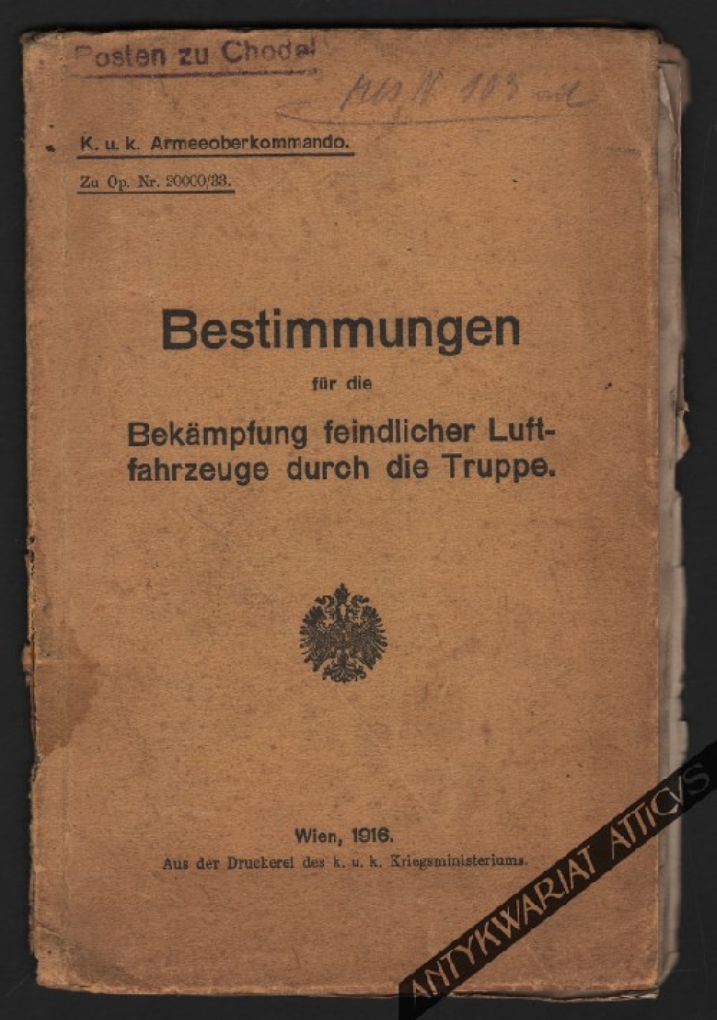 Bestimmungen für die Bekämpfung feindlicher Luftfahrzeuge durch die Truppe
