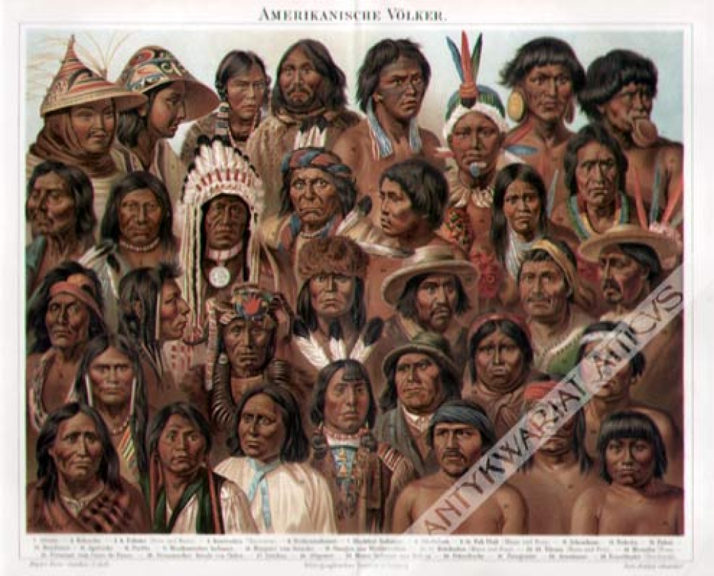 [rycina, ok. 1900] Amerikanische Volker [plemiona Ameryki Północnej]