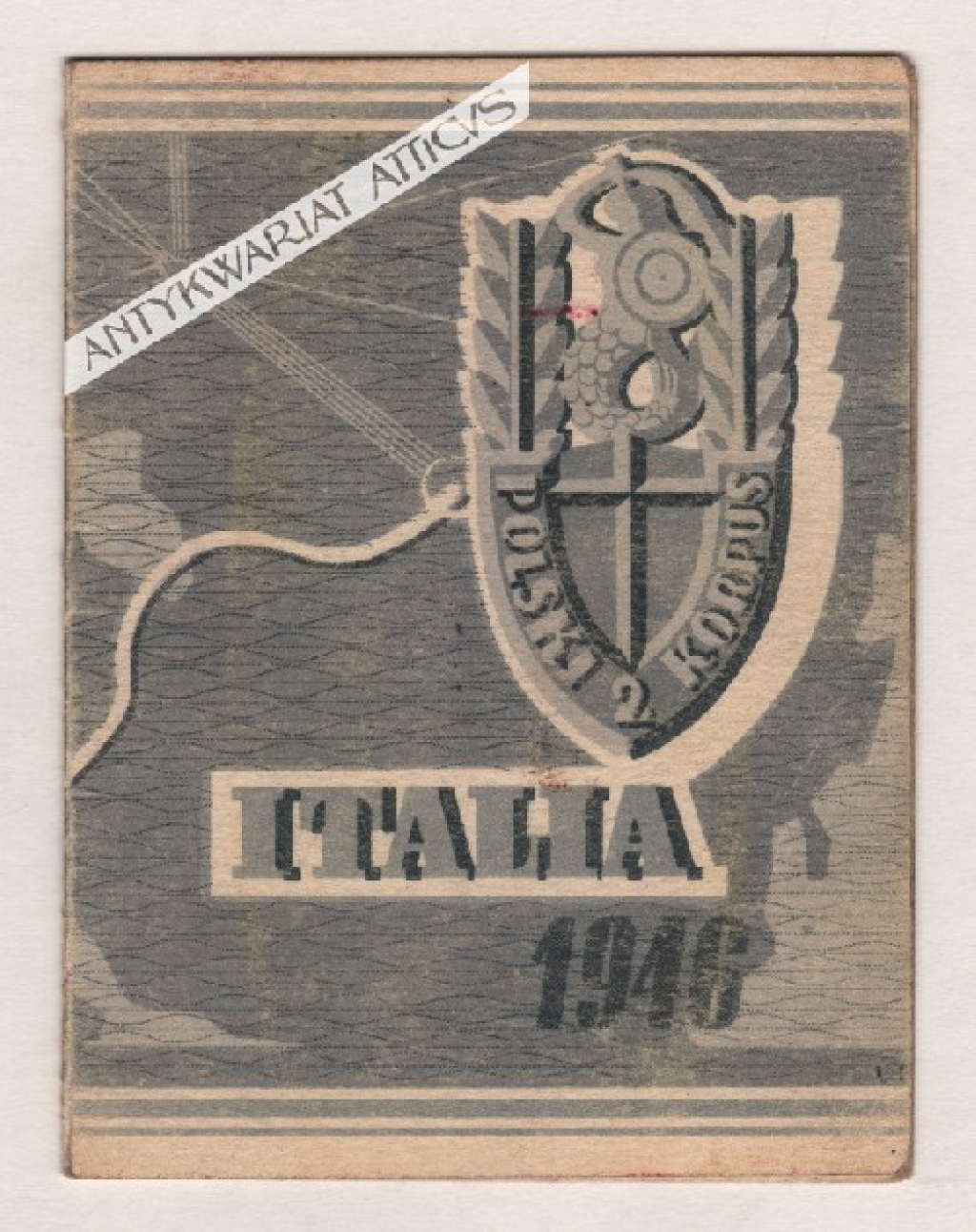 Legitymacja Odznaki Pamiątkowej 2 Korpusu