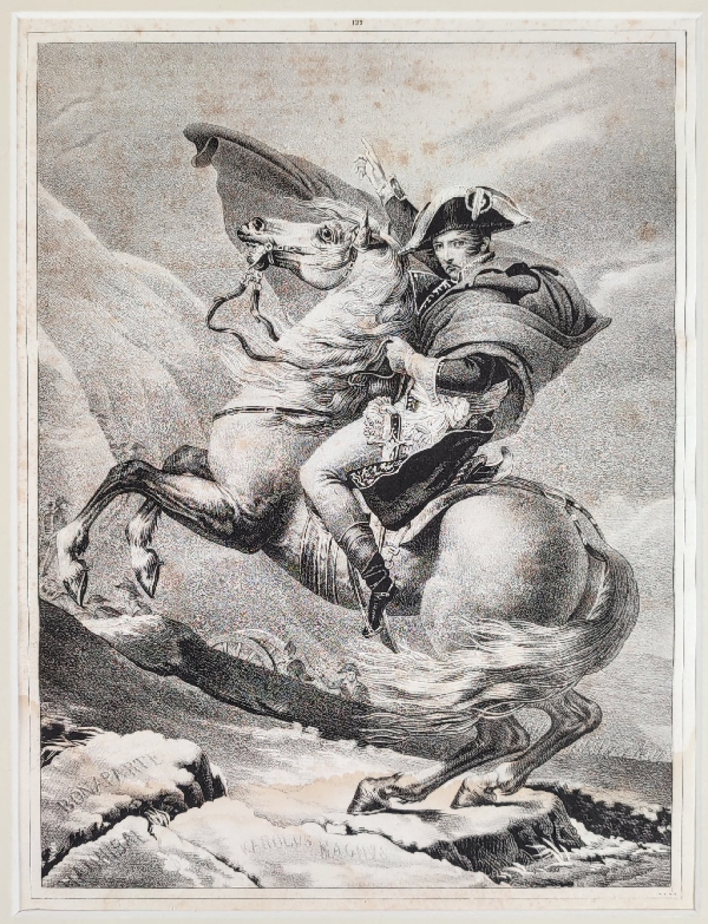 [litografia, ok. 1840] Napoleon przekraczający Alpy