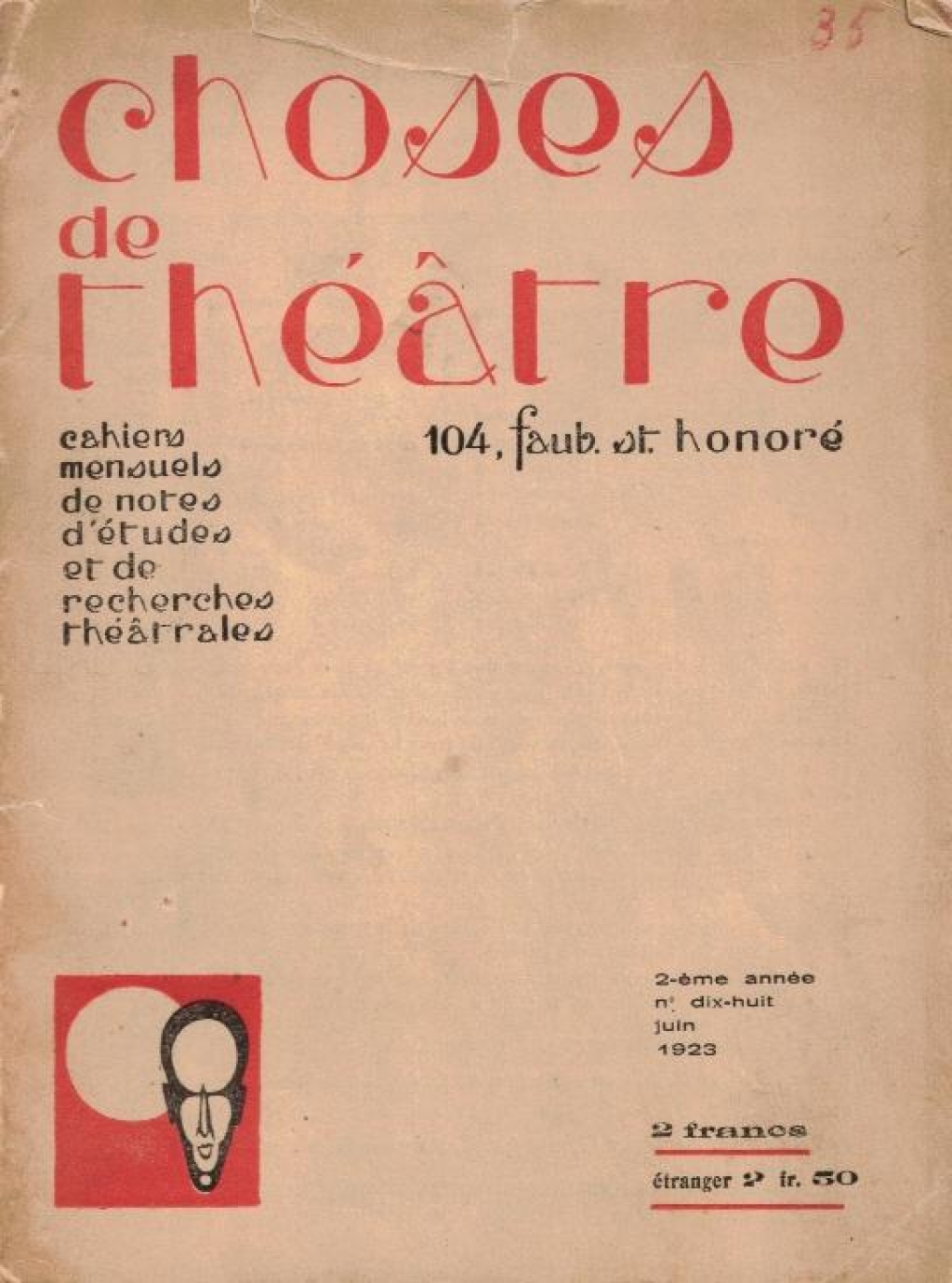 Choses de théâtre. 2-ème année. No. Dix-huit, juin 1923