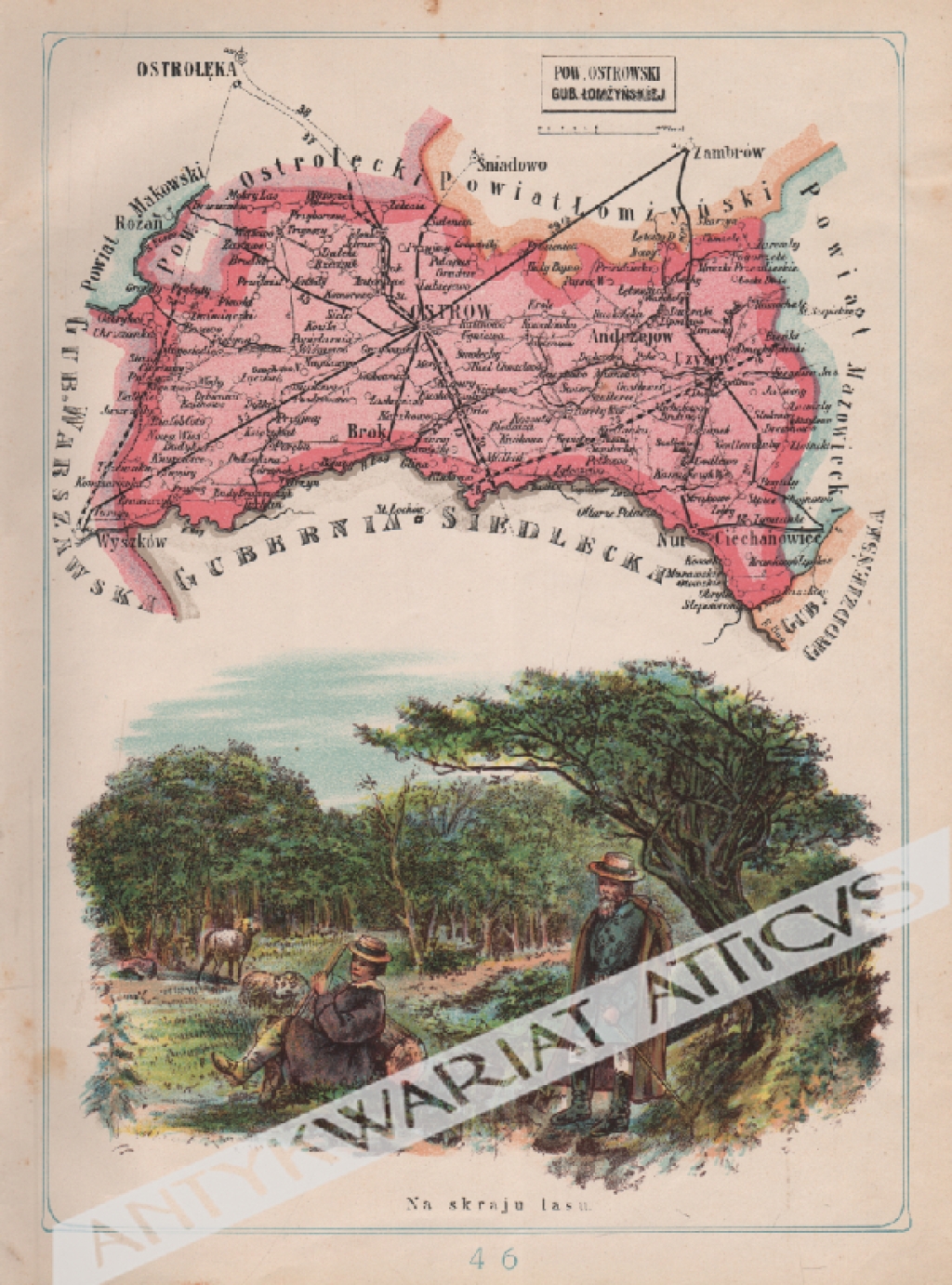 [mapa, 1907] Powiat Ostrowski Guberni Łomżyńskiej