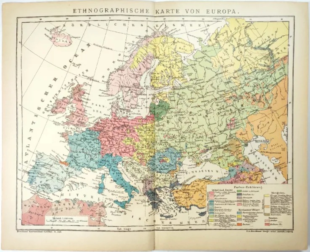 [mapa, 1905] Ethnographische Karte von Europa [Etnograficzna mapa Europy]