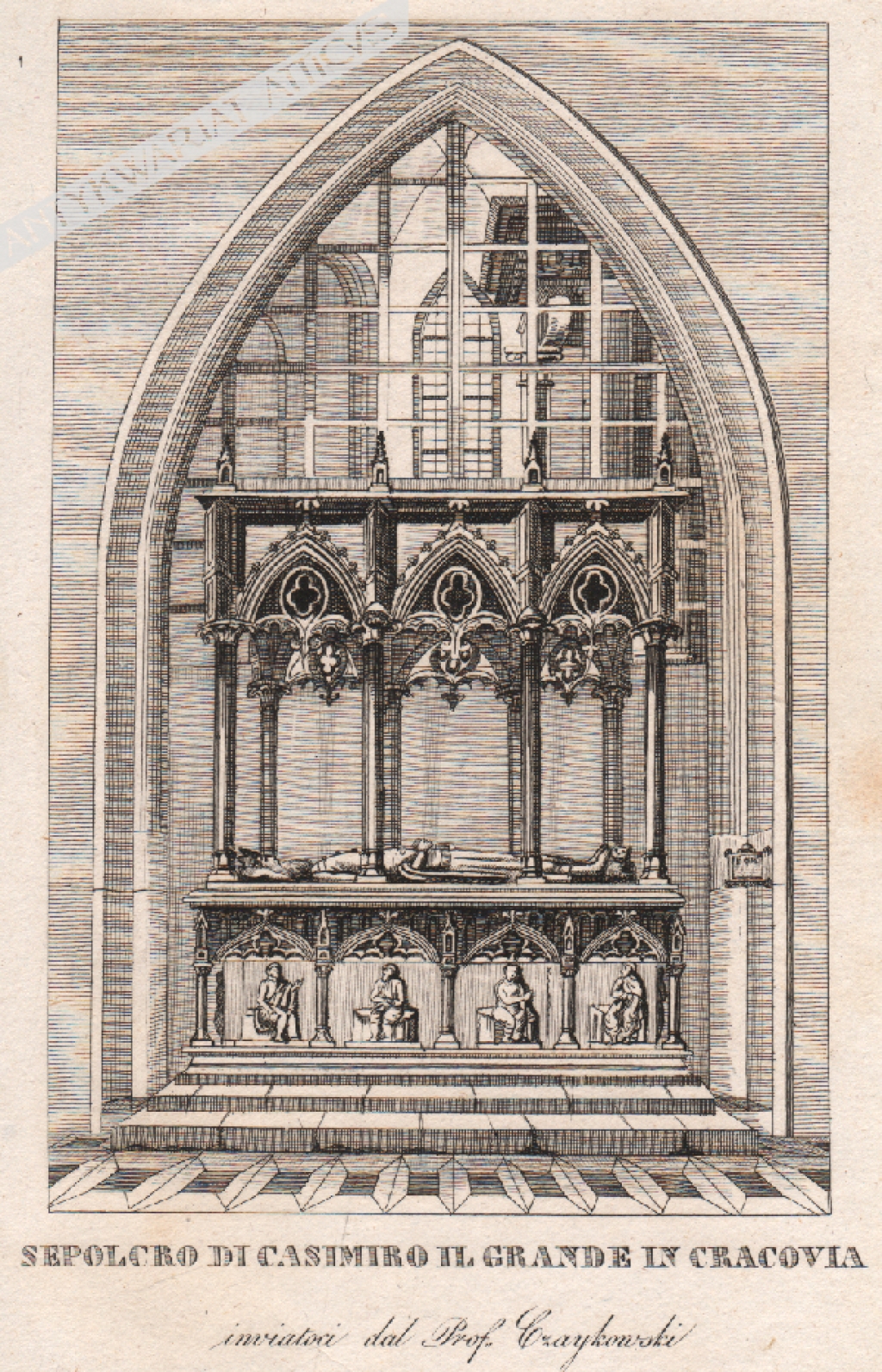 [rycina, 1831 r.] Sepolcro di Casimiro il Grande in Cracovia [Grób króla Kazimierza Wielkiego w Krakowie]