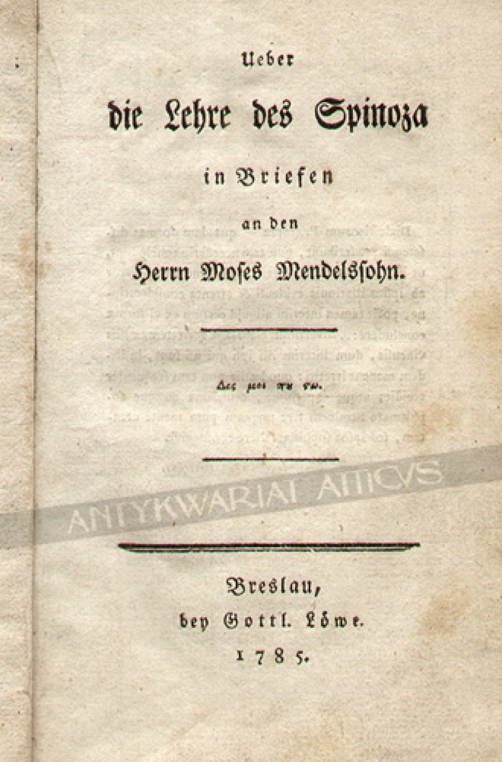 Über die Lehre des Spinoza, in Briefen an den Herrn Moses Mendelssohn[pierwsze wydanie, pierwodruki Goethego !]
