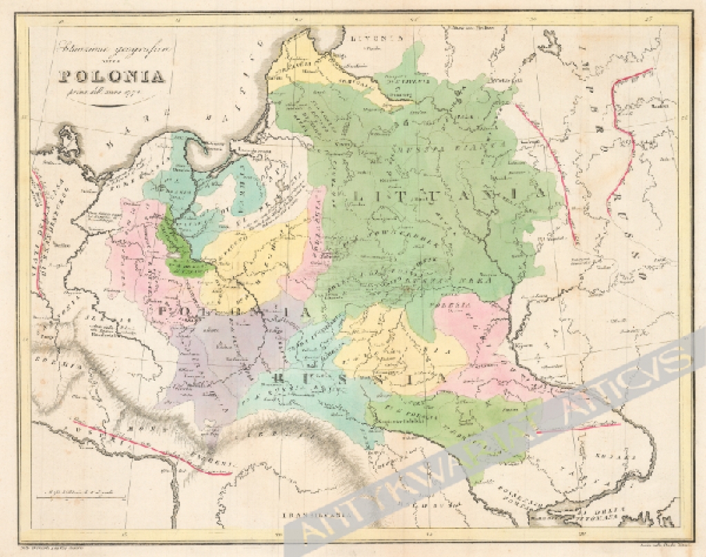 [mapa, Polska, 1831 r.] Situazione geografica della Poloniae prima dell'anno 1772