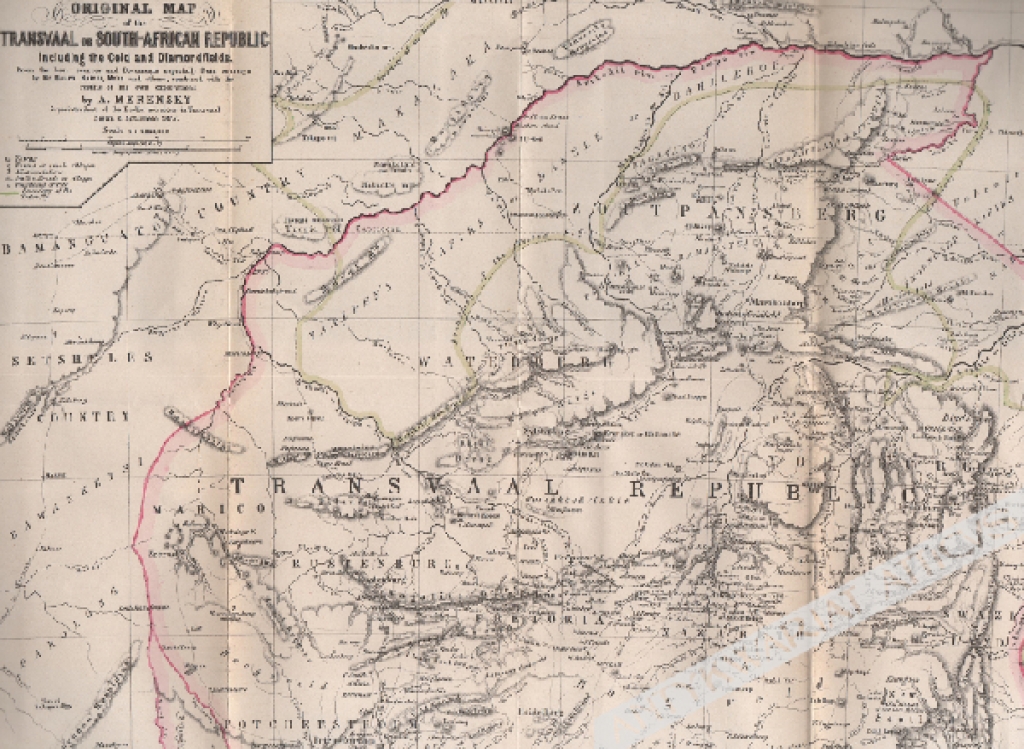 [mapa, Republika Południowej Afryki, 1875] Orginal Map of the Transvaal- or South African Republic including the Gold- and Diamondfields