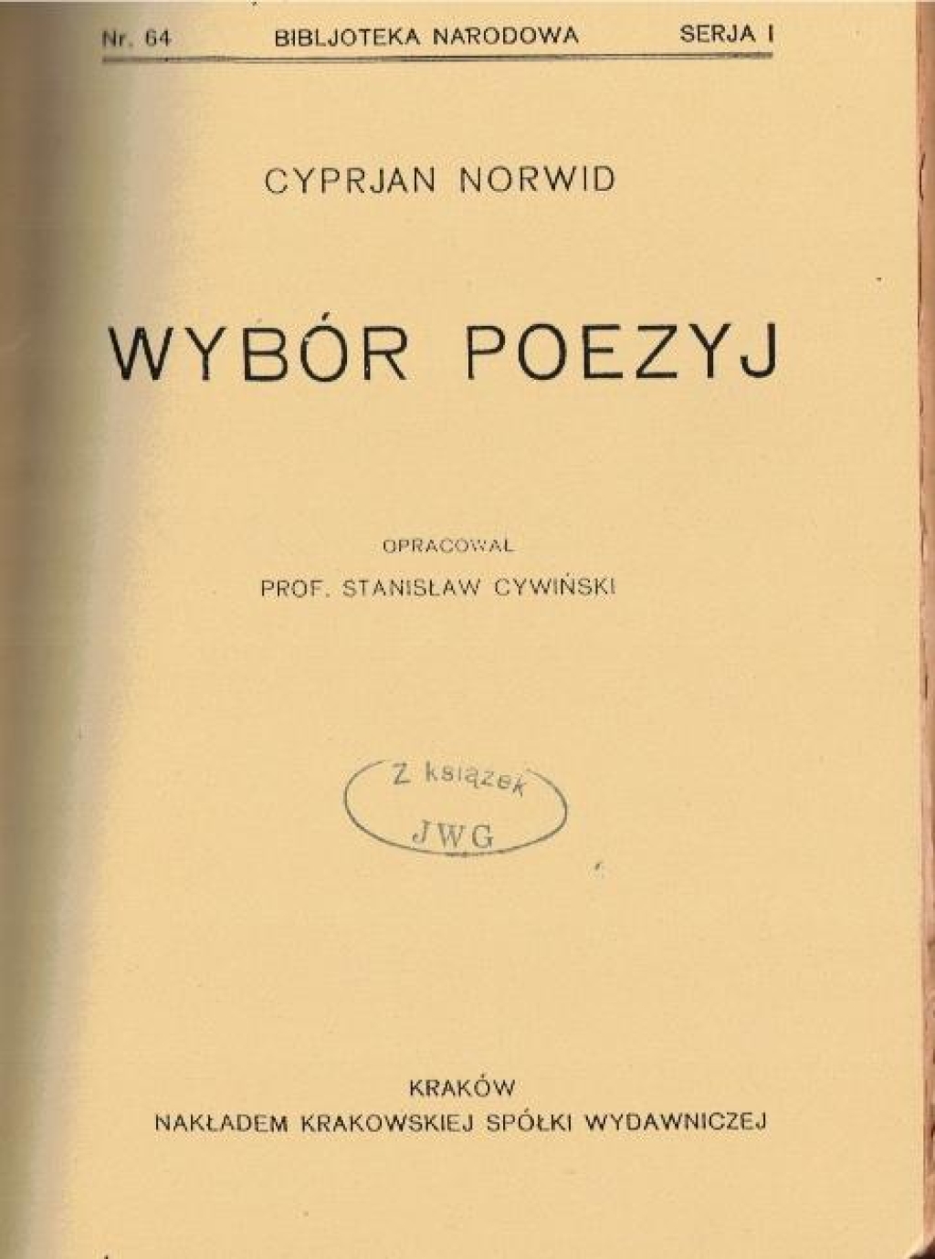 Wybór poezyj  [egz. z księgozbioru J.W. Gomulickiego]