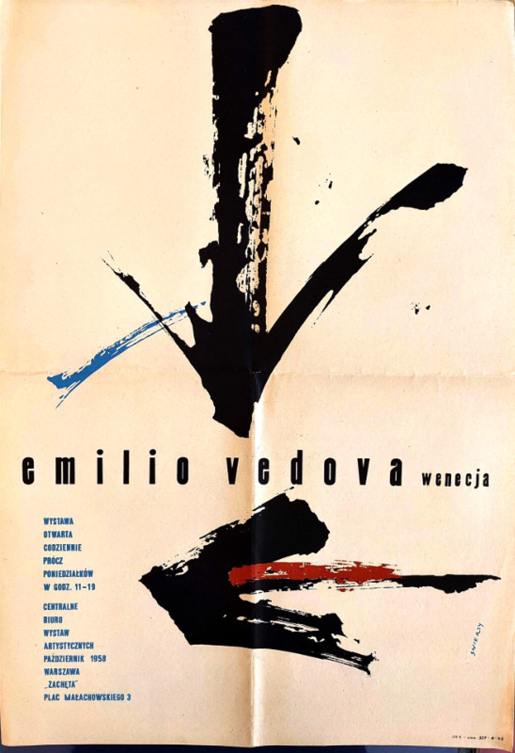 [plakat,  1958] Wystawa Emilio Vedova, październik 1958, Warszawa "Zachęta"