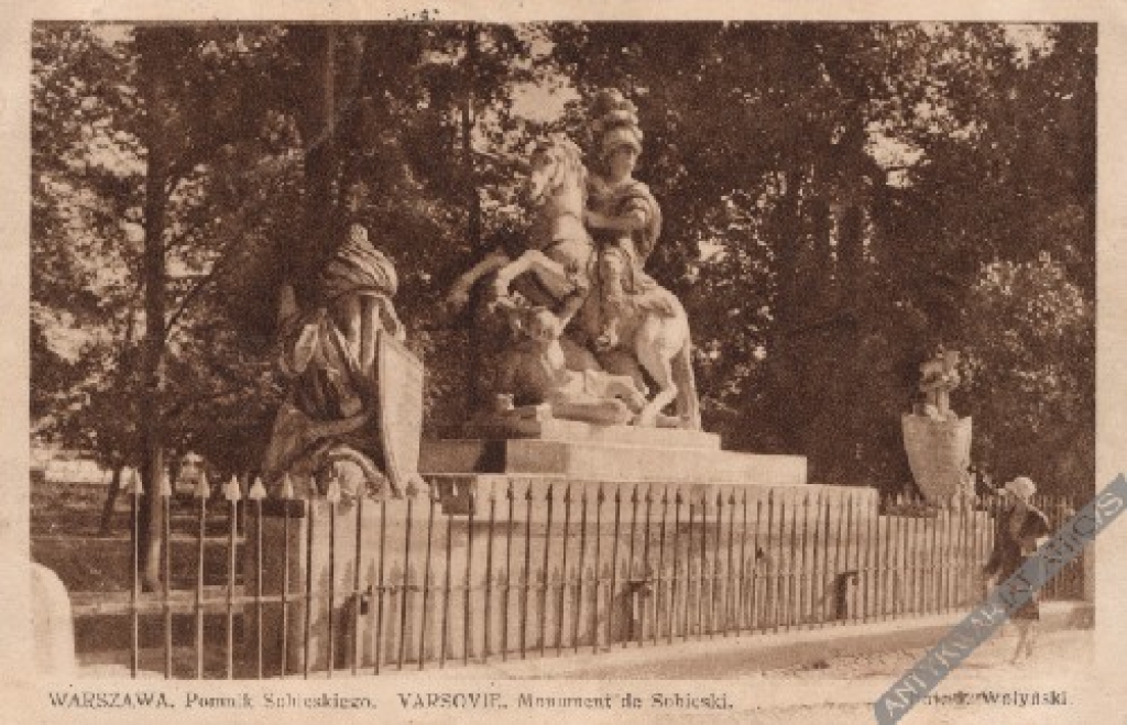 [pocztówka, ok. 1928] Warszawa. Pomnik Sobieskiego Varsovie. Monument de Sobieski
