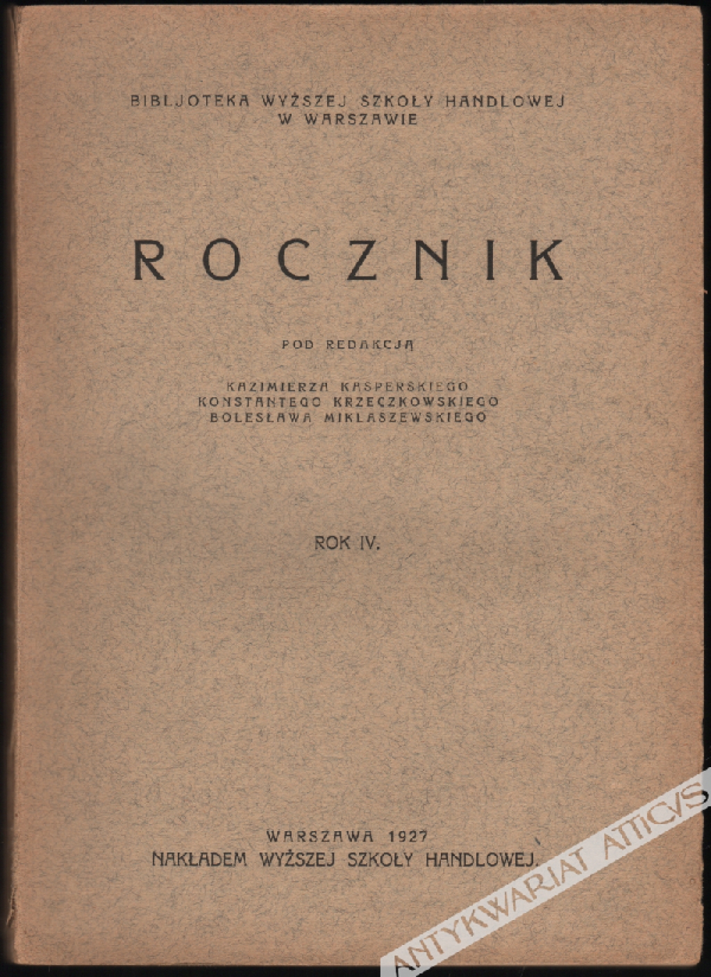 Rocznik (Bibjoteka Wyższej Szkoły Handlowej), Rok IV