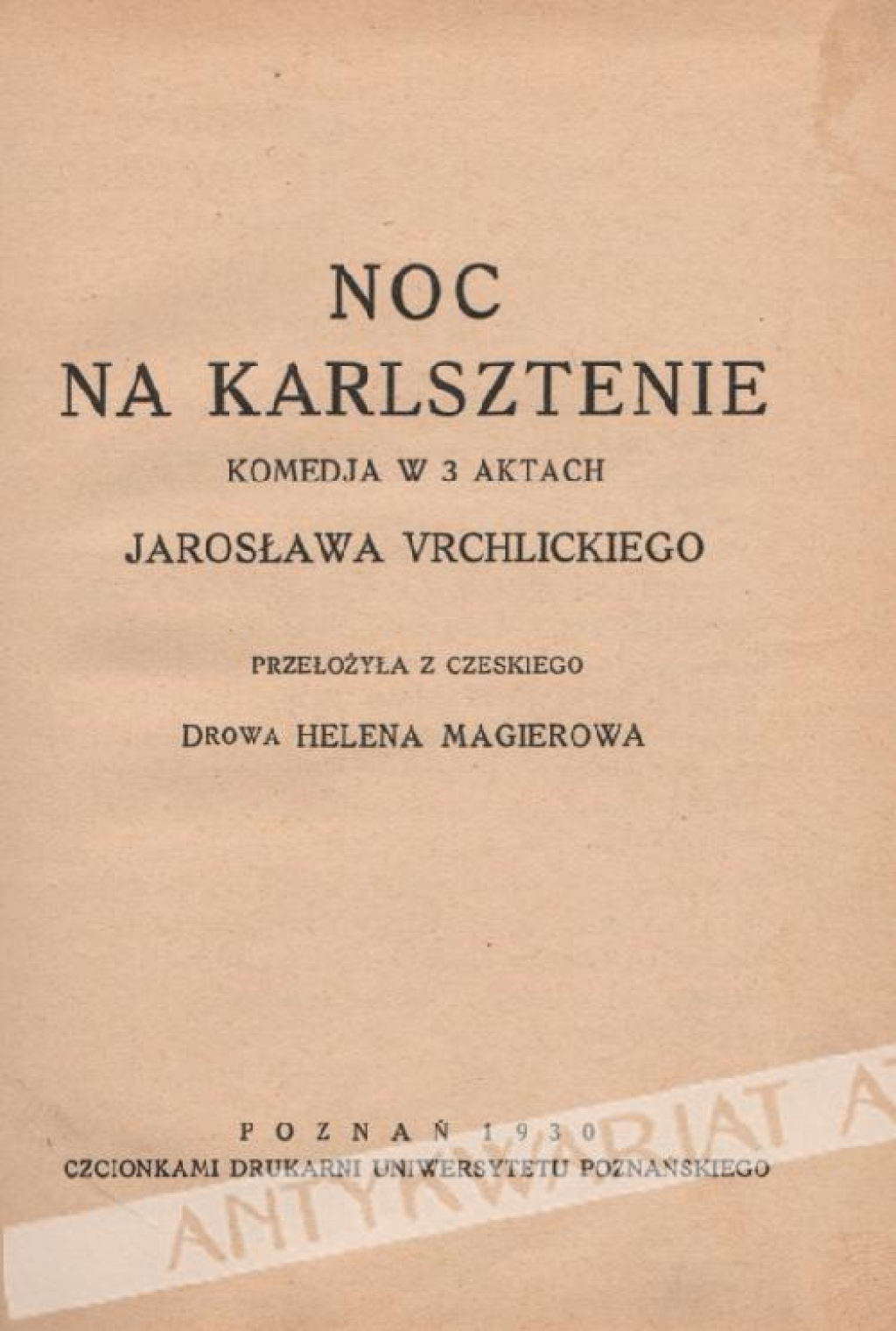 Noc na Karlsztenie. Komedja w 3 aktach