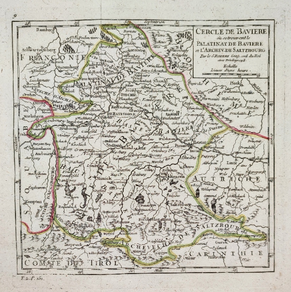 [mapa, Bawaria, 1748] Cercle de Baviere ou se trouvent le Palatinat de Baviere et l'Archev. de Saltzbourg