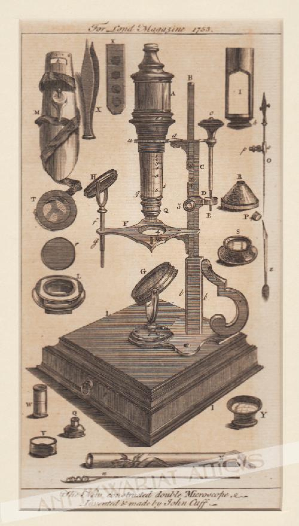 [rycina, 1753] The New constructed double Microscope[Mikroskop złożony Cuffa]