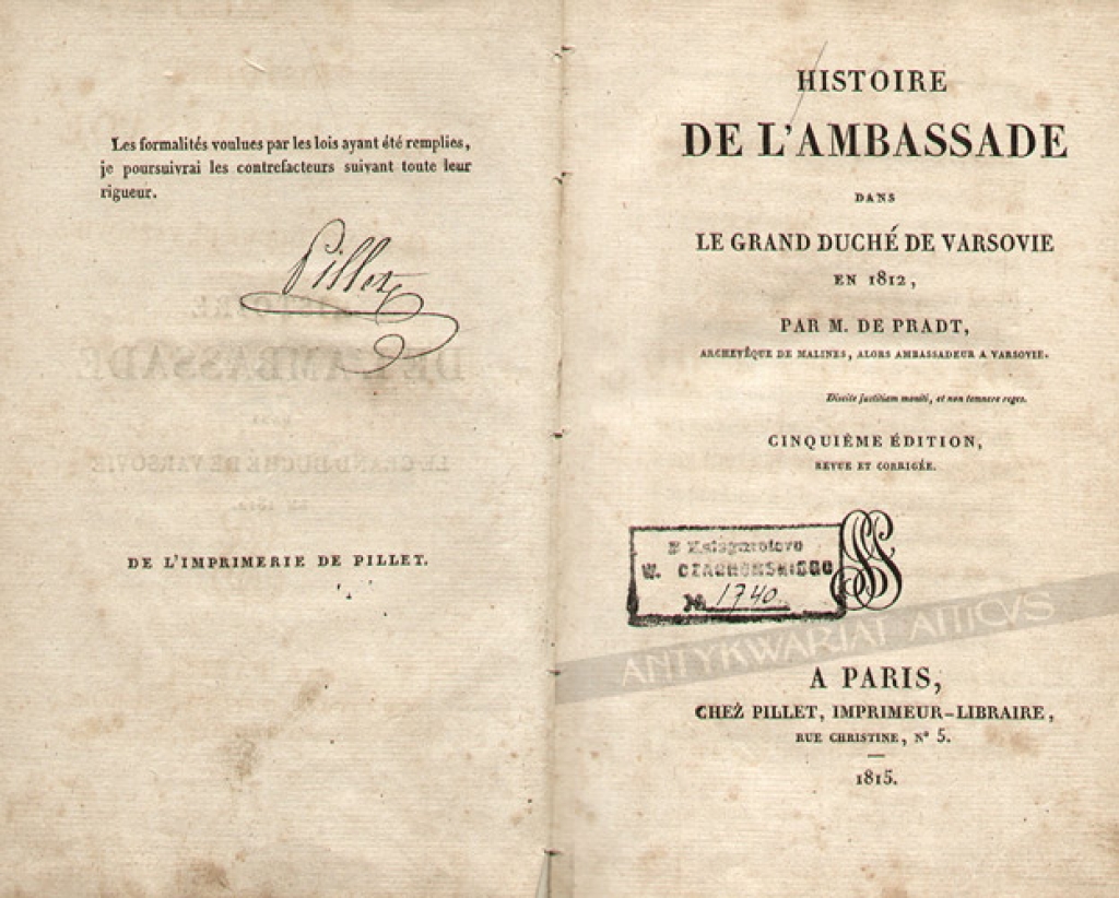 Histoire De L'Ambassade dans le Grand Duche de Varsovie en 1812