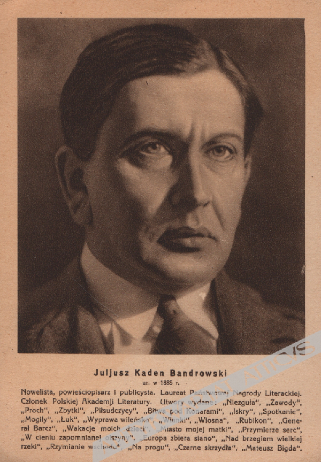 [pocztówka, 1933] Juljusz Kaden Bandrowski