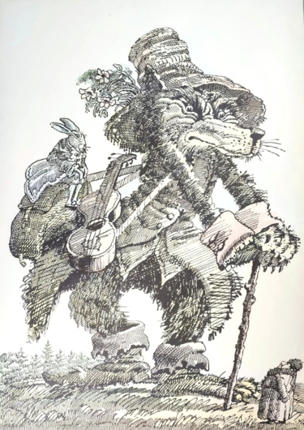 Wilk i zając  [ilustracja do Bajek Jeana De La Fontaine'a]
