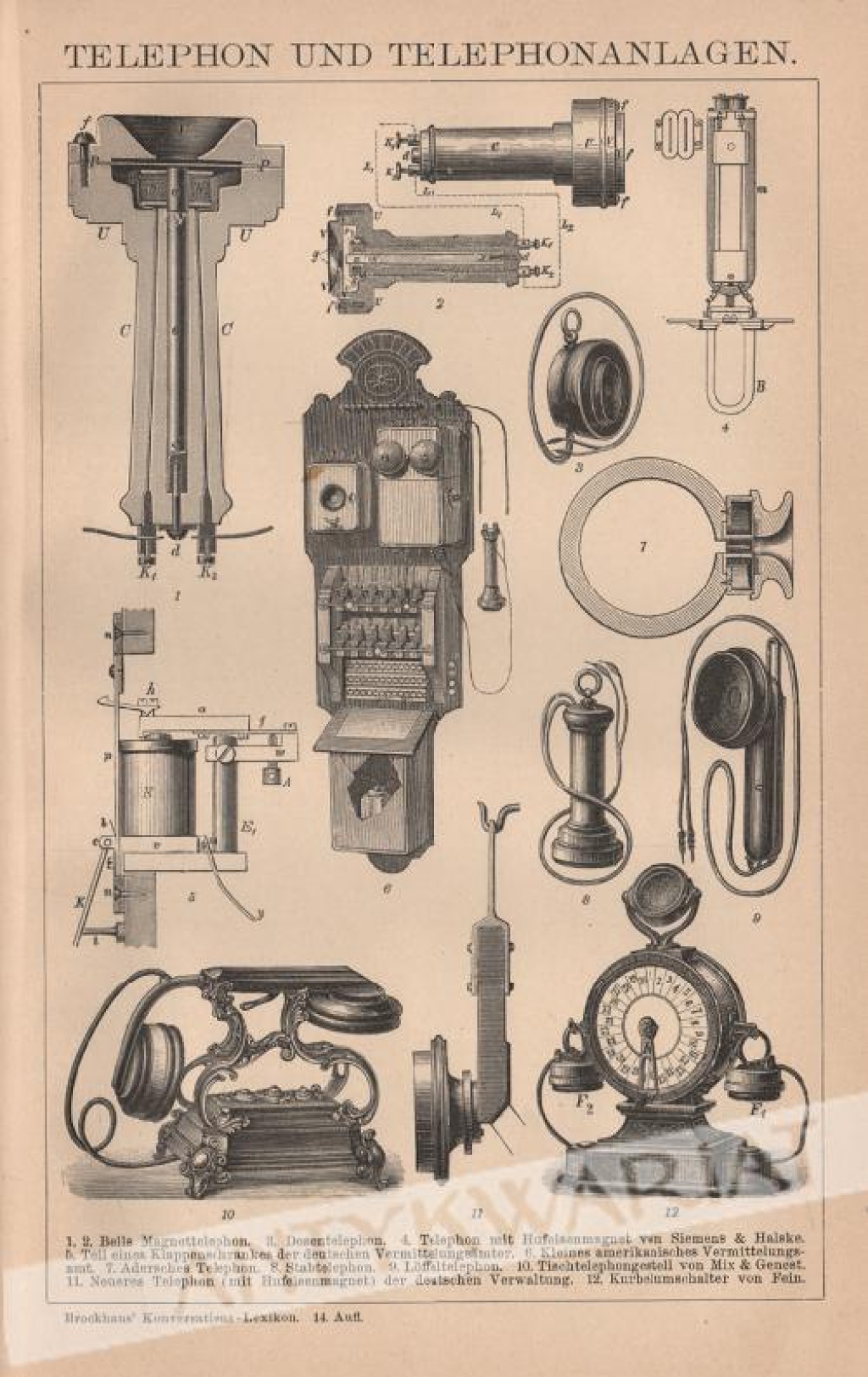 [rycina, 1898] Telephon und Telephonanlangen [telefony]