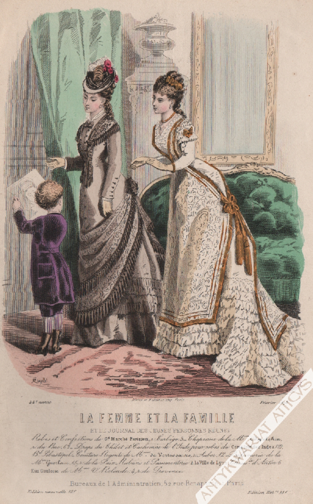 [rycina, 1878] La Femme et la famille et le Journal des jeunes [moda kobieca]
