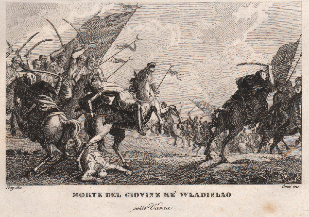 [rycina, 1831] Morte del Giovine de' Wladislao sotto Varna [Śmierć Władysława Warneńczyka w bitwie pod Warną (10 listopada 1444 r.)]
