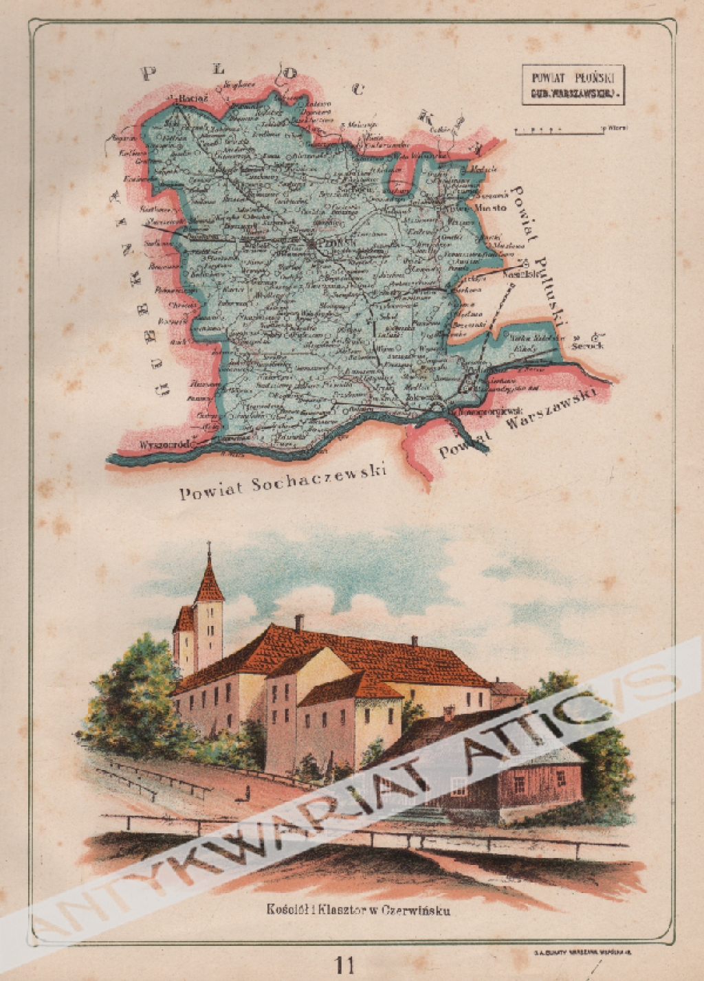 [mapa, 1907] Powiat Płoński Gub. Warszawskiej