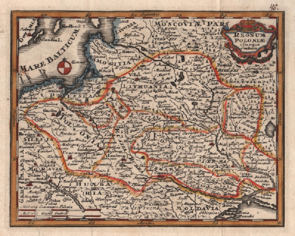[mapa, Polska, 1745] Regnum Poloniae ejusque confinia 