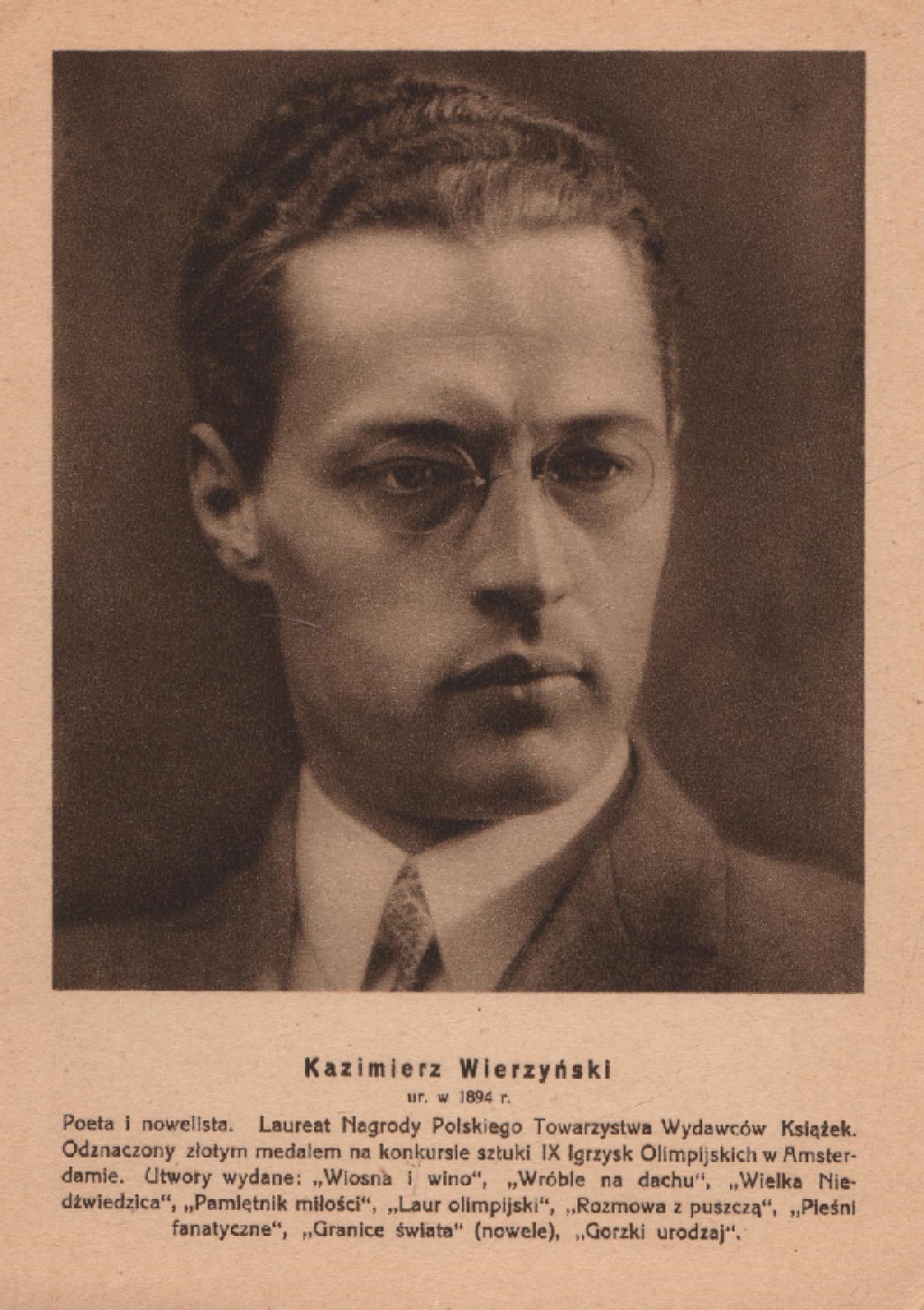 [pocztówka, 1933] Kazimierz Wierzyński