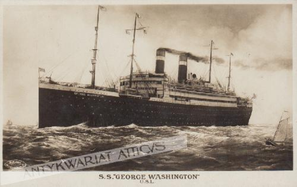 [pocztówka, ok. 1926] S.S.\"George Washington\" U.S.L.