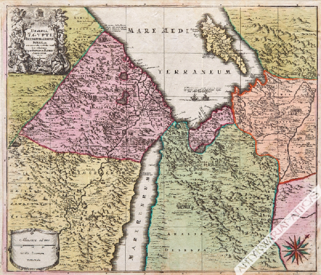 [mapa, Egipt, Syria, Cypr, ok. 1734] Deserta Aegypti Thebaidis, Arabiae, Syriae etc.