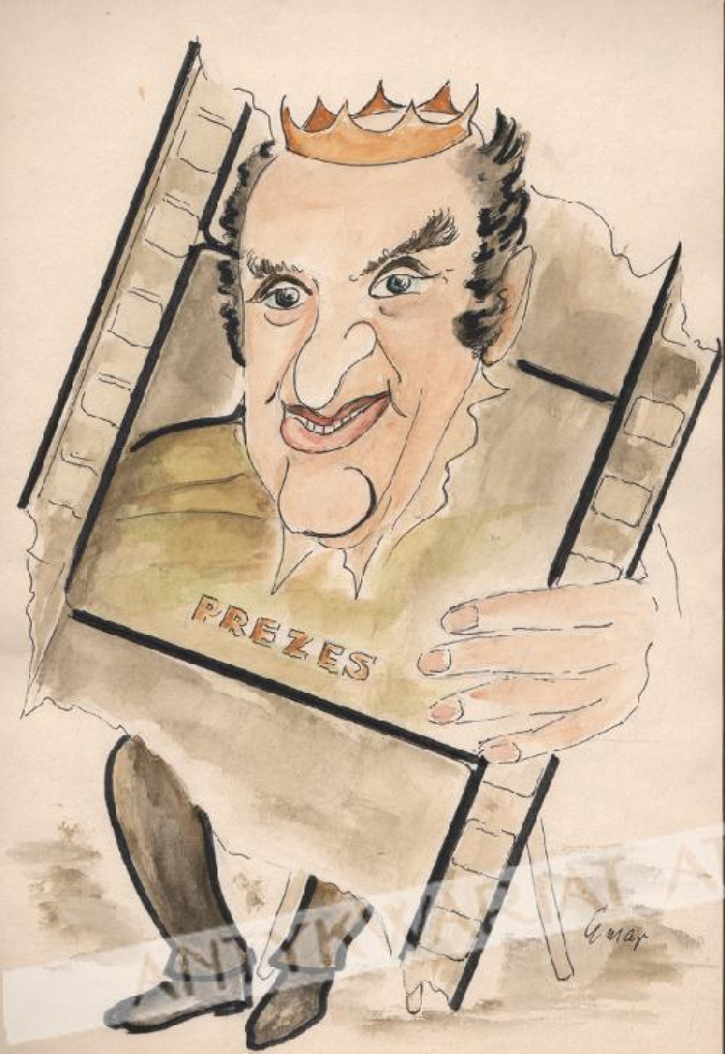 [rysunek, 1970-80] Jerzy Kawalerowicz [portret satyryczny]