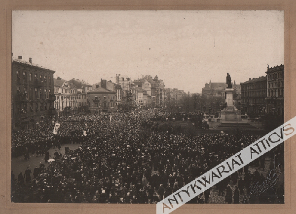 [fotografia, 1916] [Manifestacja patriotyczna z okazji rocznicy Konstytucji 3 Maja na Trakcie Królewskim w Warszawie]