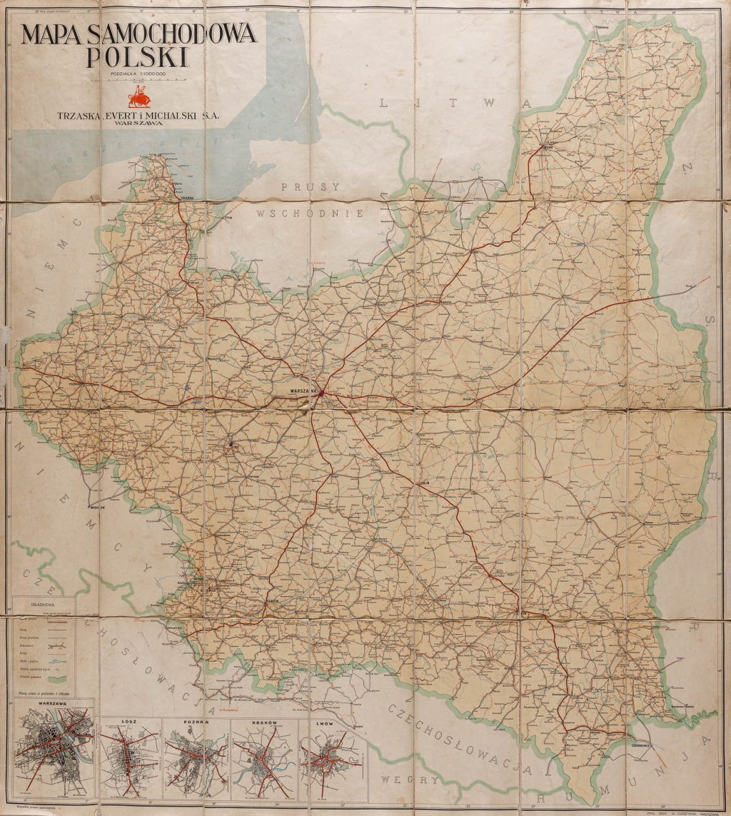 [mapa, Polska, 1934] Mapa samochodowa Polski