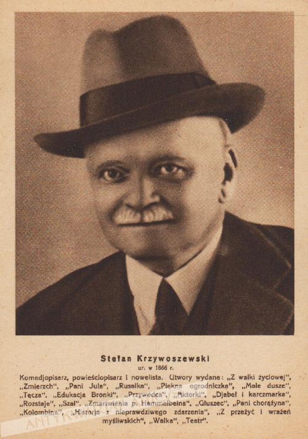 [pocztówka, 1933] Stefan Krzywoszewski
